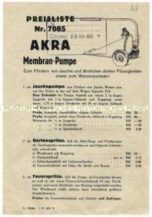 Preisliste über Membran-Pumpen