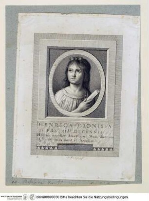 Die Dichterin "Henrica Dionisia" - Porträt Henrica Dionisia (arkadischer Name )