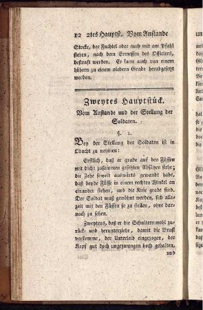 Zweytes Hauptstück. Vom Anstande und der Stellung der Soldaten