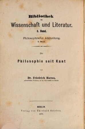 Die Philosophie seit Kant