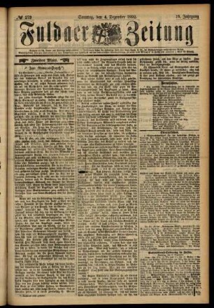 Zweite Ausgabe vom Sonntag, den 04. Dezember 1892.