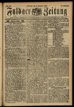 Zweite Ausgabe vom Sonntag, den 04. Dezember 1892.