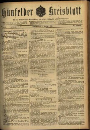 Ausgabe vom Samstag, den 02. November 1918.