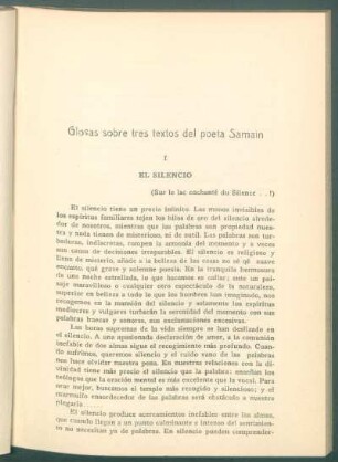 Glosas sobre tres textos del poeta Samain