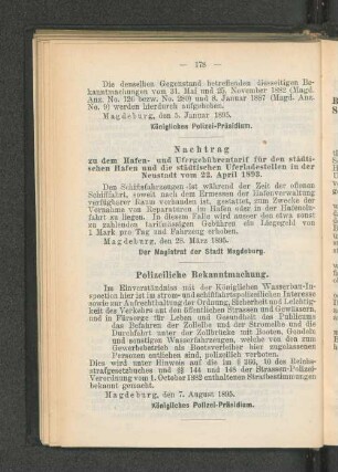 Polizeiliche Bekanntmachung.