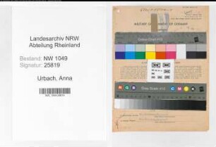 Entnazifizierung Anna Urbach , geb. 21.10.1899 (Haendlerin)
