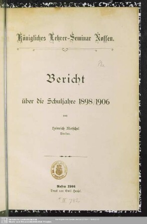 1898/1906: Bericht