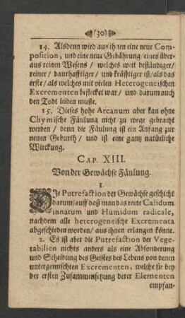 Cap. XIII. Von der Gewächse Fäulung.