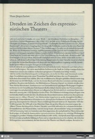 Dresden im Zeichen des expressionistischen Theaters