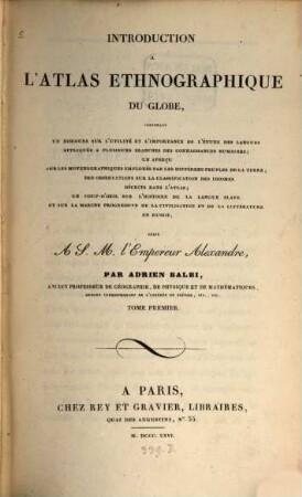 Introduction à l'atlas ethnographique du globe