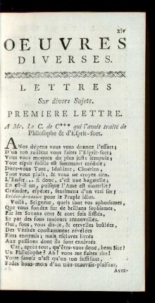 [Lettres Sur Divers Sujets.]