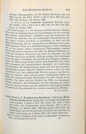 403-404 [Rezension] Koch, Anton, Homiletisches Handbuch