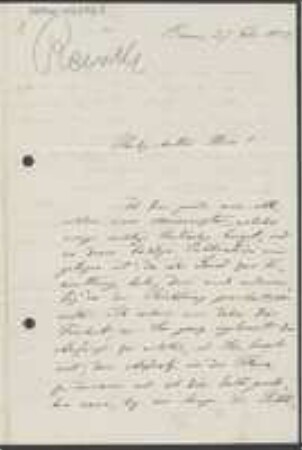 Brief von Johannes Reinke an Unbekannt