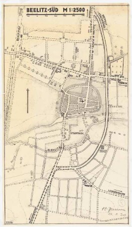 Bebauungsplan der Stadterweiterung Beelitz: Lageplan südlicher Teil 1:2500