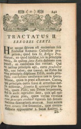 Tractatus II. Errores Certi