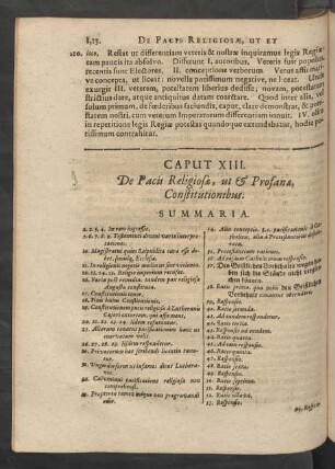 Caput XIII. De Pacis Religiosae, ut & Profanae, Constitutionibus