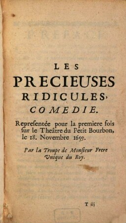 Les précieuses ridicules : comédie