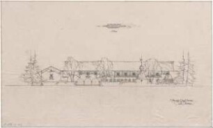 Gsaenger, Gustav; Lenggries (Bayern); Hotelneubau Lamprechtshaus - Strassenseite (Ansicht)