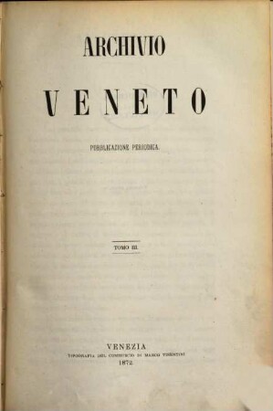 Archivio Veneto. 3. 1872