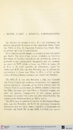 « Sotte Cleef » était-il portraitiste ?