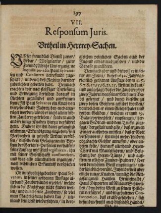 VII. ... Urtheil in Hexerey-Sachen.