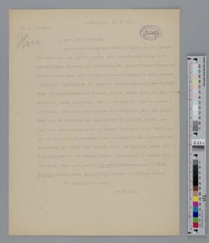 Brief an Samuel Fischer