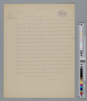 Brief an Samuel Fischer
