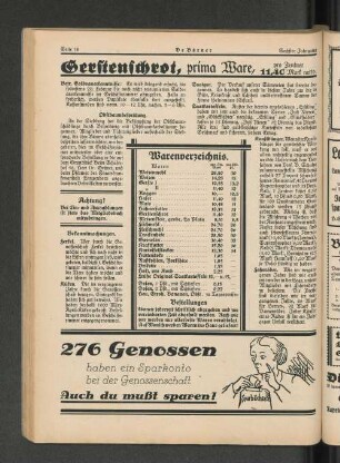 Warenverzeichnis.