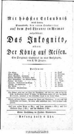 Das Inkognito, oder: Der König auf Reisen