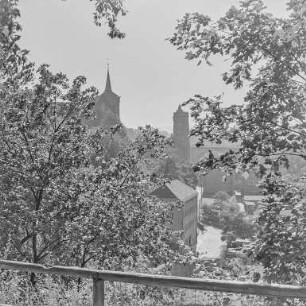Bautzen. Blick zur Alten Wasserkunst und Friedensbrücke