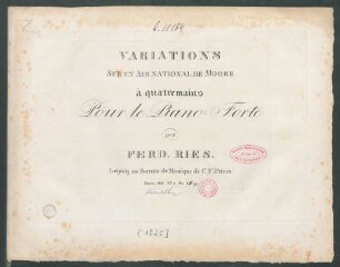 Variations Sur Un Air National De Moore : à quatre mains Pour le Piano-Forte ; Oeuv. 108. No. 2