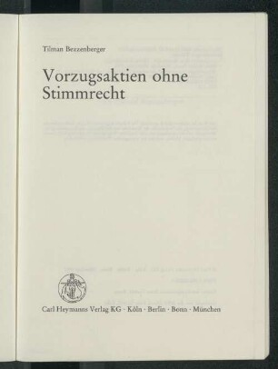 Vorzugsaktien ohne Stimmrecht