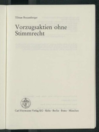 Vorzugsaktien ohne Stimmrecht