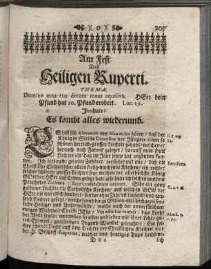 Am Fest Deß Heiligen Ruperti.
