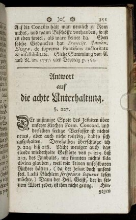 Antwort auf die achte Unterhaltung.