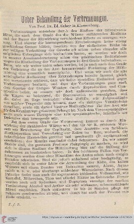 Ueber Behandlung der Verbrennungen