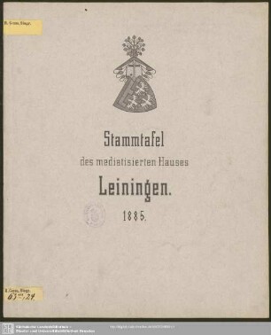Stammtafel des mediatisierten Hauses Leiningen