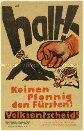 Aufruf der KPD zum Volksentscheid über die Fürstenenteignung 1926
