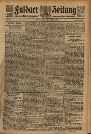 Erste Ausgabe vom Freitag, den 20. März 1908.