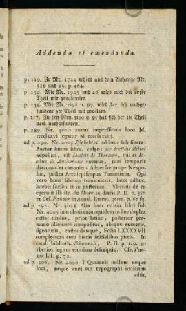 Addenda et emendanda