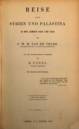 Reise durch Syrien und Palästina in den Jahren 1851 und 1852, 2