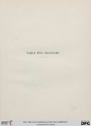 Table des Graveurs