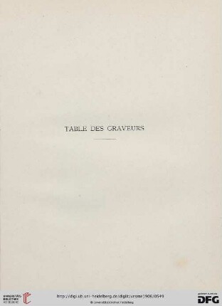 Table des Graveurs