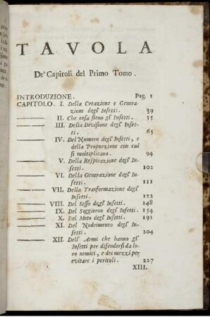 Tavola De' Capitoli del Primo Tomo.