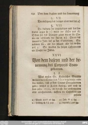XXVI Von dem daseyn und der benennung des Corporis Evangelicorum.