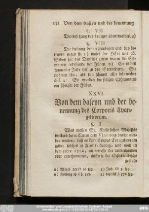 XXVI Von dem daseyn und der benennung des Corporis Evangelicorum.