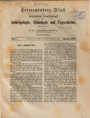 Korrespondenz-Blatt der Deutschen Gesellschaft für Anthropologie, Ethnologie und Urgeschichte. 4. 1873