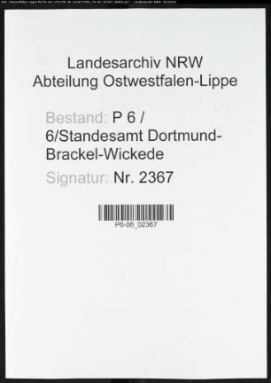 Sterberegister Standesamt Dortmund-Brackel-Wickede(XVII)