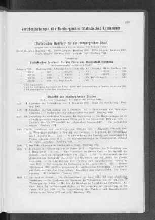 Veröffentlichungen des Hamburgischen Statistischen Landesamts