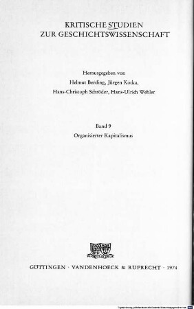 Organisierter Kapitalismus : Voraussetzungen und Anfänge